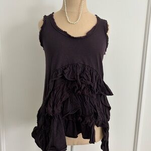 Meadow Rue Black Ruffled Tank Top, XS, GUC